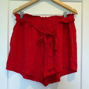 Forever 21 Red Shorts with Ruffled Detail